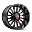 CALI OFF-ROAD SUMMIT 9110 GLOSS BLACK MILLED PRISM RED 20X10 8-180 -25MM 124.1MM Cheap