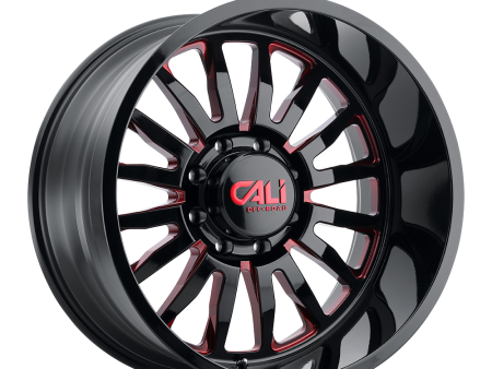 CALI OFF-ROAD SUMMIT 9110 GLOSS BLACK MILLED PRISM RED 20X10 8-180 -25MM 124.1MM Cheap