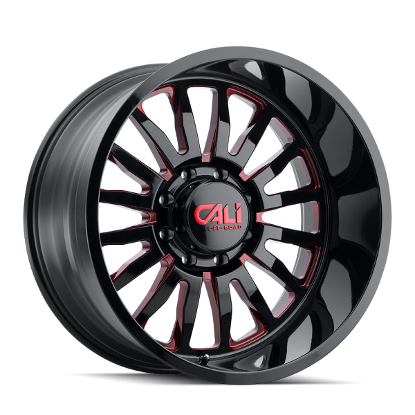 CALI OFF-ROAD SUMMIT 9110 GLOSS BLACK MILLED PRISM RED 20X10 8-180 -25MM 124.1MM Cheap