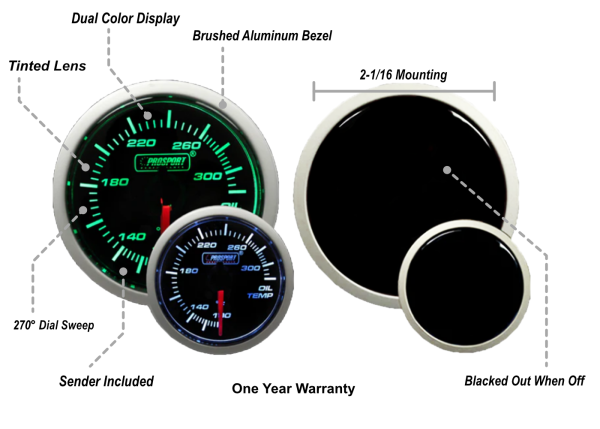 Green White Oil Temperature Gauge Cheap