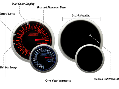 2-1 16  Amber   White -  Air Fuel Ratio Gauge Cheap