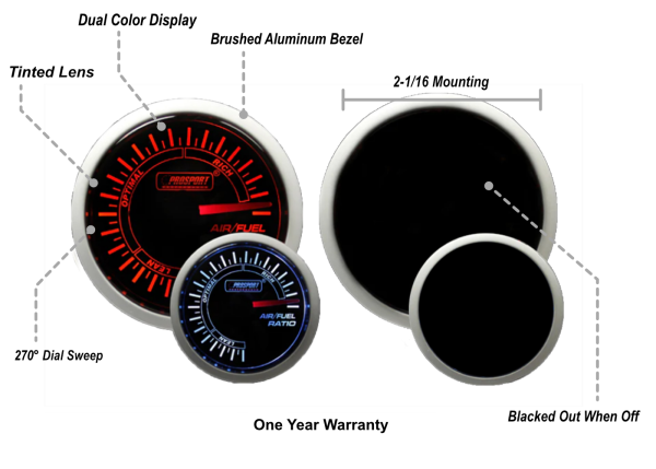 2-1 16  Amber   White -  Air Fuel Ratio Gauge Cheap