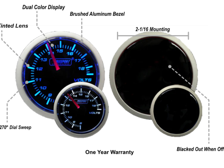 2-1 16  Blue White Volt Gauge on Sale