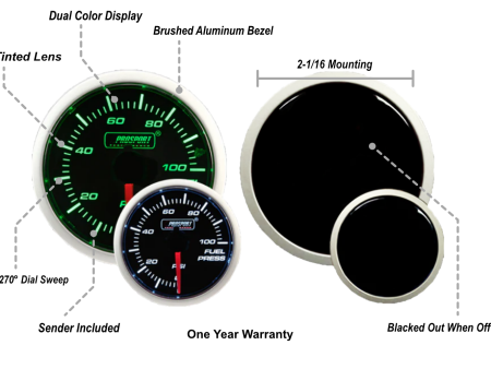 2-1 16  Green White Fuel Pressure Gauge Supply