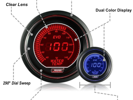 2-1 16  Evo Electrical Water Temperature Gauge-Celsius Fashion