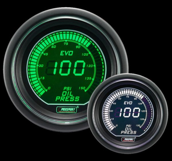 2-1 16  Evo Electrical Green White Oil Pressure Gauge- Online