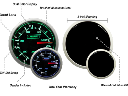 2-1 16  Green White Oil Pressure Gauge on Sale