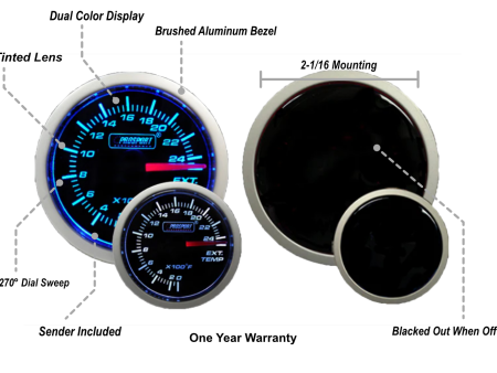 2-1 16  Blue White Exhaust Gas Temperature Gauge Discount