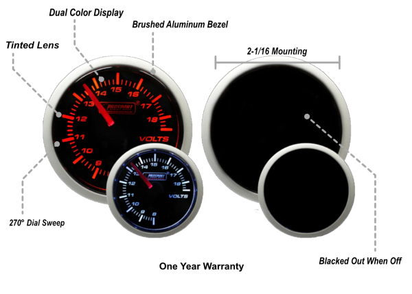 2-1 16  Amber   White - Electric Volt Gauge Fashion