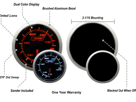 2-1 16  Amber   White - Electric Oil Temperature Gauge Supply