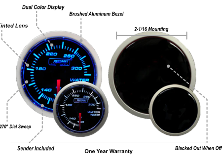 2-1 16  Blue White Water Temperature Gauge Sale