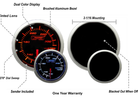 2-1 16  Amber   White - Electric Water Temperature Gauge Sale