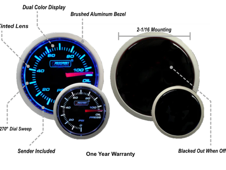 2-1 16  Blue White Oil Pressure Gauge-2-1 16  Cheap