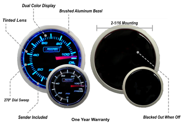 2-1 16  Blue White Oil Pressure Gauge-2-1 16  Cheap