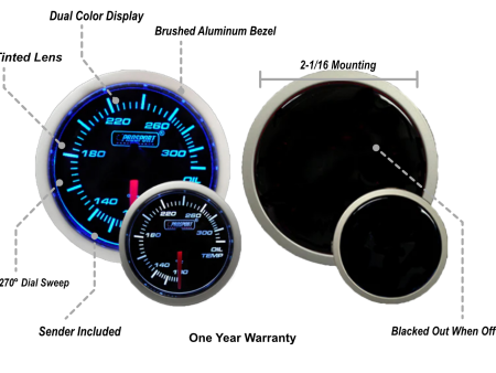 2-1 16  Blue White Electrical Oil Temperature Gauge Discount