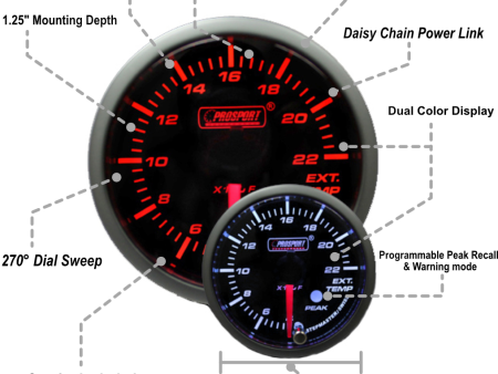 2-1 16  Amber White Premium Metric EGT Gauge For Discount