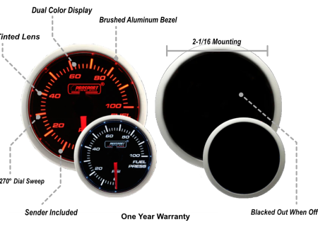 2-1 16  Amber   White -  Fuel Pressure Gauge Online now