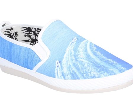 Flossy Carota Mens Seascape Print Slip On Canvas Espadrille Shoe Online Hot Sale